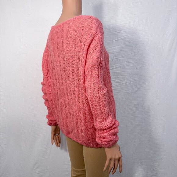 Free People Angel Soft Pink Wool Alpaca Blend Cable Knit Sweater Women’s Medium - Picture 7 of 11